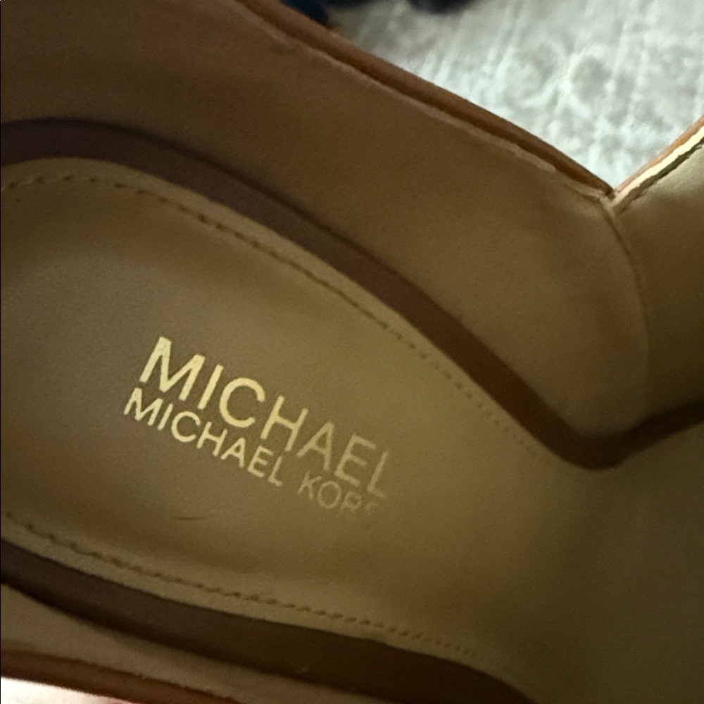 MICHAEL Michael Kors Tan Heeled Peep Toe Booties - Picture 7 of 9